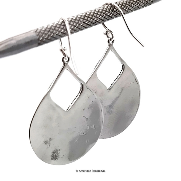 JUST IN! Sterling Silver Oxidized Hammered Pear Shape Earrings .925